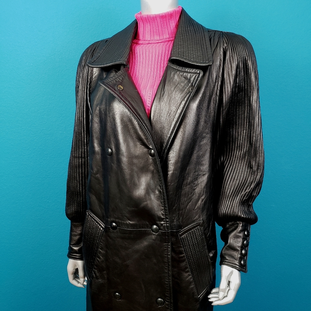 ⚜️🟣🕵♀️ Y. ALEXANDER Maxi Leather Trench Coat // (GENUINE LEATHER) //(VINTAGE)
